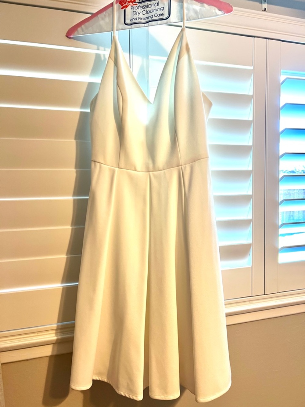 Satin Cream V-Neck Spaghetti Strap Midi Dress